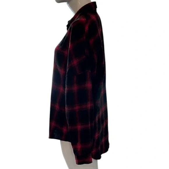 Saint Laurent Paris Black & Red Plaid Flannel Button-Up Shirt Size Small - Picture 3 of 8